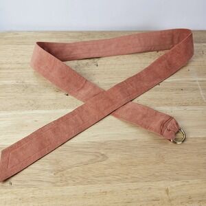 Faux Suede Orange Womens Belt O-Ring Gold Adjustable up to 50"